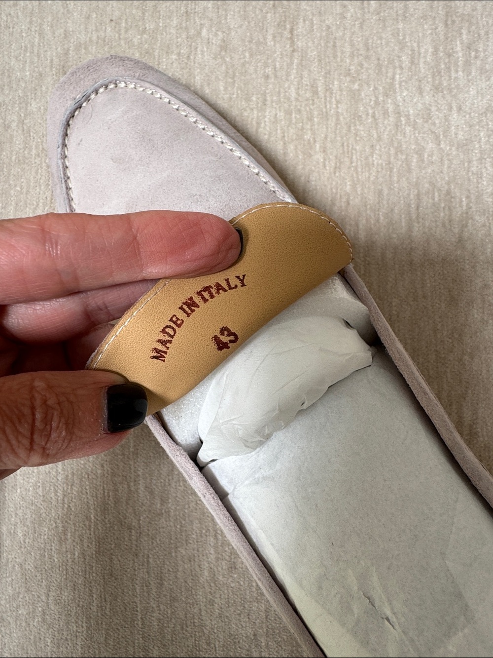 Men's Italian Loro Suede Summer Walk Loafers Light Gray New Size 43 - Picture 4 of 6